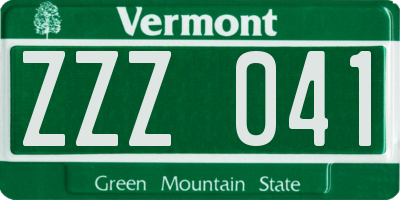 VT license plate ZZZ041