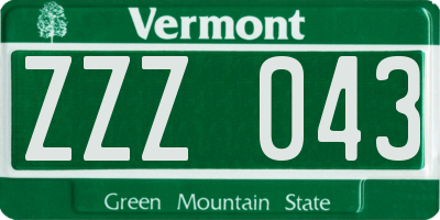 VT license plate ZZZ043