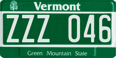 VT license plate ZZZ046
