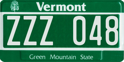 VT license plate ZZZ048