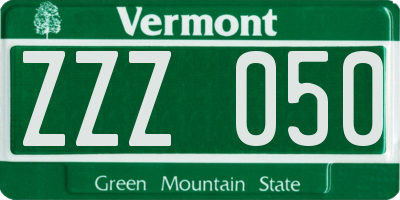 VT license plate ZZZ050