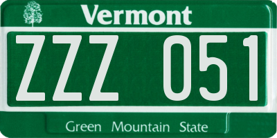 VT license plate ZZZ051