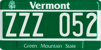 VT license plate ZZZ052