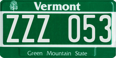 VT license plate ZZZ053