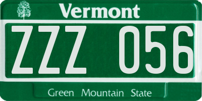 VT license plate ZZZ056