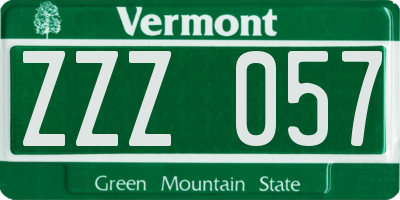 VT license plate ZZZ057