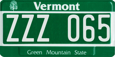 VT license plate ZZZ065