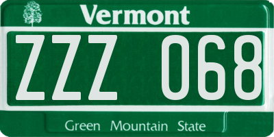 VT license plate ZZZ068