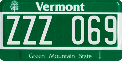 VT license plate ZZZ069