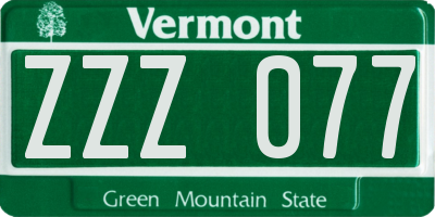 VT license plate ZZZ077