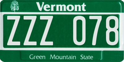 VT license plate ZZZ078