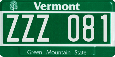VT license plate ZZZ081