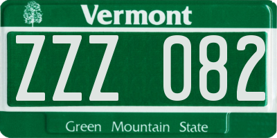 VT license plate ZZZ082