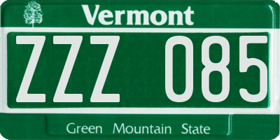 VT license plate ZZZ085