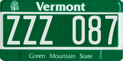 VT license plate ZZZ087