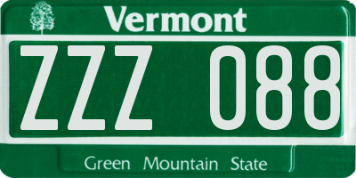 VT license plate ZZZ088