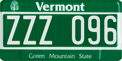 VT license plate ZZZ096