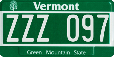 VT license plate ZZZ097