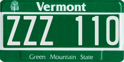 VT license plate ZZZ110