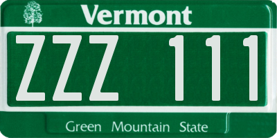 VT license plate ZZZ111