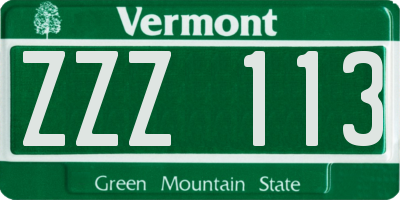 VT license plate ZZZ113