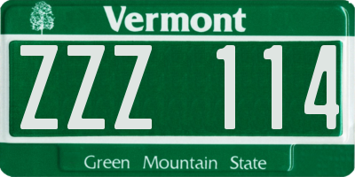 VT license plate ZZZ114
