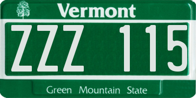 VT license plate ZZZ115