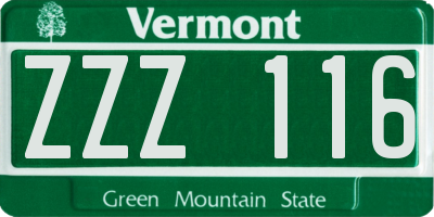 VT license plate ZZZ116