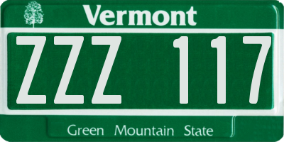 VT license plate ZZZ117