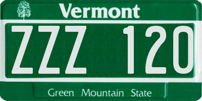 VT license plate ZZZ120