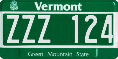 VT license plate ZZZ124
