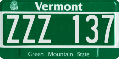 VT license plate ZZZ137