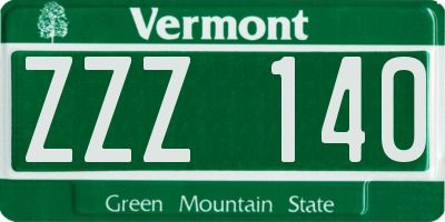 VT license plate ZZZ140