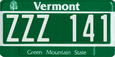 VT license plate ZZZ141
