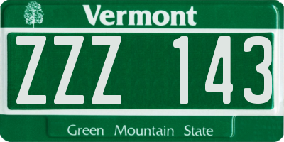 VT license plate ZZZ143