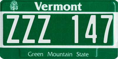 VT license plate ZZZ147
