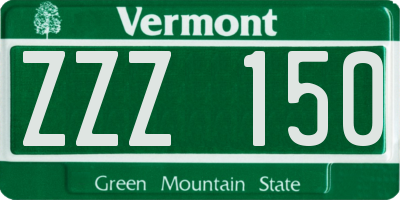 VT license plate ZZZ150