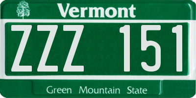 VT license plate ZZZ151