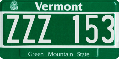 VT license plate ZZZ153