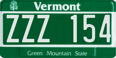 VT license plate ZZZ154