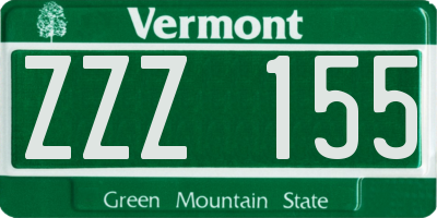 VT license plate ZZZ155