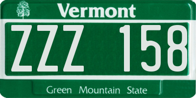 VT license plate ZZZ158