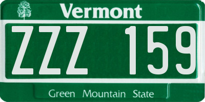 VT license plate ZZZ159