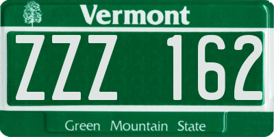 VT license plate ZZZ162