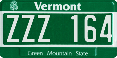 VT license plate ZZZ164