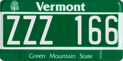 VT license plate ZZZ166