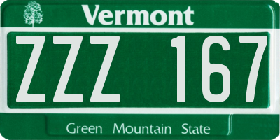 VT license plate ZZZ167