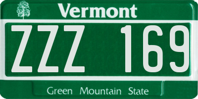 VT license plate ZZZ169