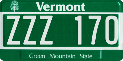 VT license plate ZZZ170