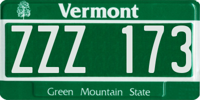VT license plate ZZZ173